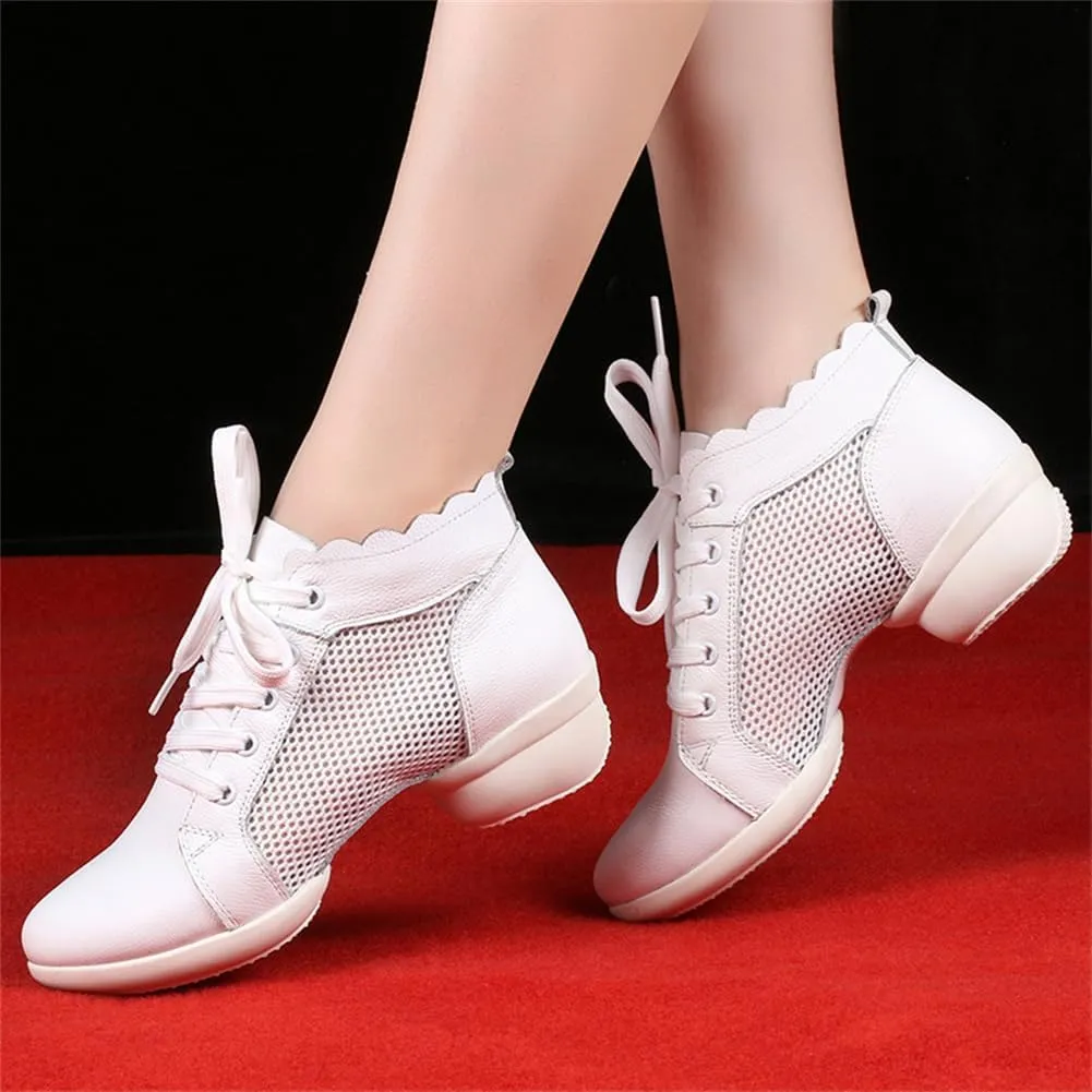 VEACAM Women's Jazz Dance Boots Lace-Up Platform Dancing Sneakers Breathable Split Sole Athletic Walking Dance Shoes