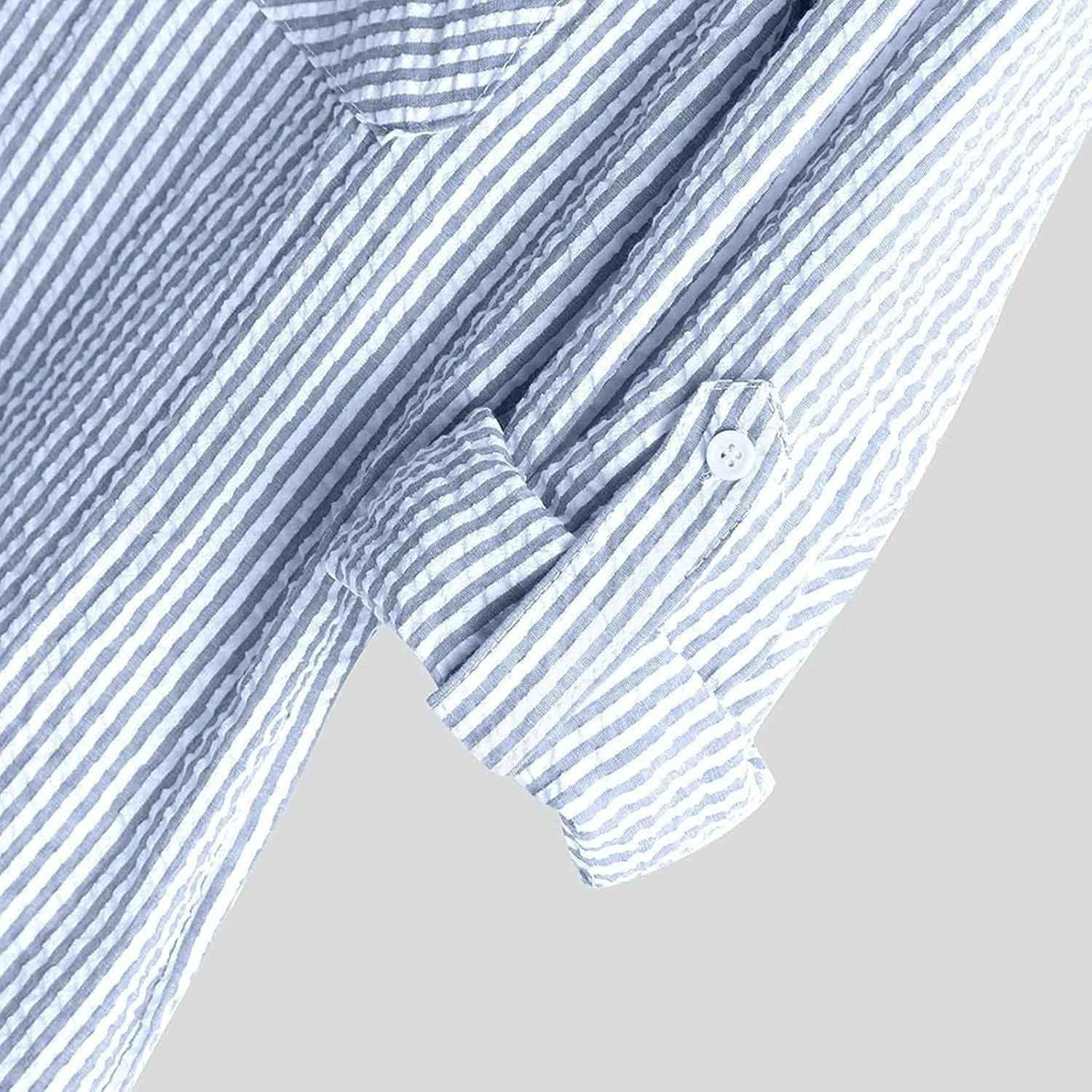 WABEOR Men's Striped Shirt Long Sleeve Summer Casual Hippie Cotton Linen Shirts Loose Fit Breathable Beach Henley T-Shirts
