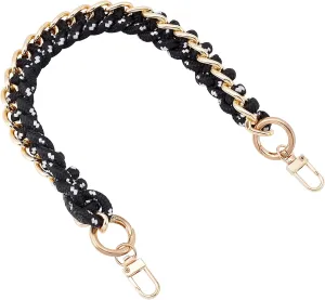 WADORN Braided Purse Handle Strap, 15.7 Inch Black Short Handbag Strap Top Handle Replacement Nylon Woven Satchel Handle with Gold Hardware for LV Beaubourg Hobo Neonoe Pochete Pouch Designer Bag