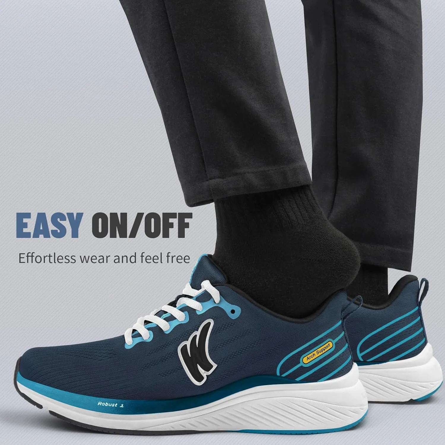 Walking Shoes for Men for Plantar Fasciitis, Arch Support Shoes Men with Wide Toe Box, Non-Slip Men Orthopedic Sneakers for Heel Pain Relief