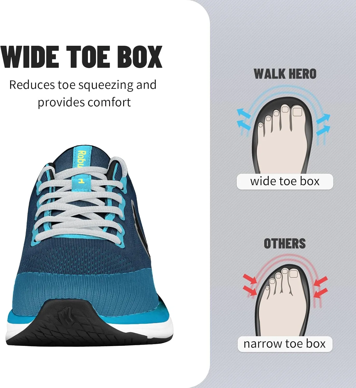 Walking Shoes for Men for Plantar Fasciitis, Arch Support Shoes Men with Wide Toe Box, Non-Slip Men Orthopedic Sneakers for Heel Pain Relief