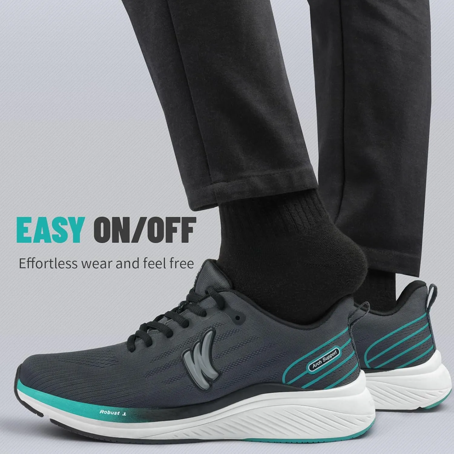 Walking Shoes for Men for Plantar Fasciitis, Arch Support Shoes Men with Wide Toe Box, Non-Slip Men Orthopedic Sneakers for Heel Pain Relief