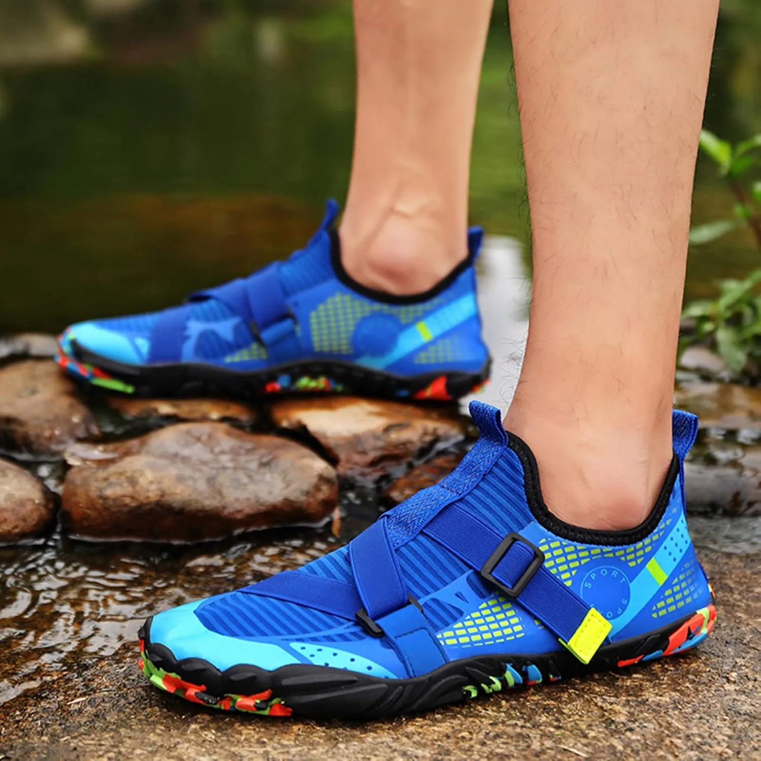 Water Shoes Men Wide Toe Non Slip Casual Arch Support with Drainage for Beach Swim Surf Water Sport