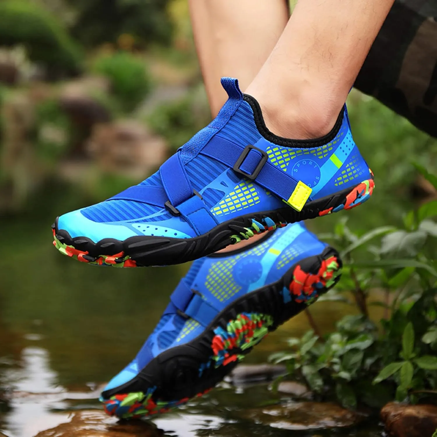 Water Shoes Men Wide Toe Non Slip Casual Arch Support with Drainage for Beach Swim Surf Water Sport