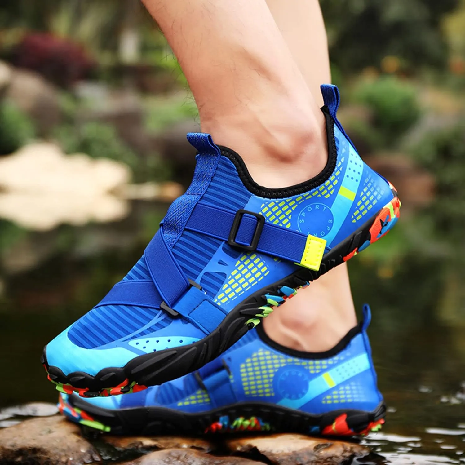 Water Shoes Men Wide Toe Non Slip Casual Arch Support with Drainage for Beach Swim Surf Water Sport