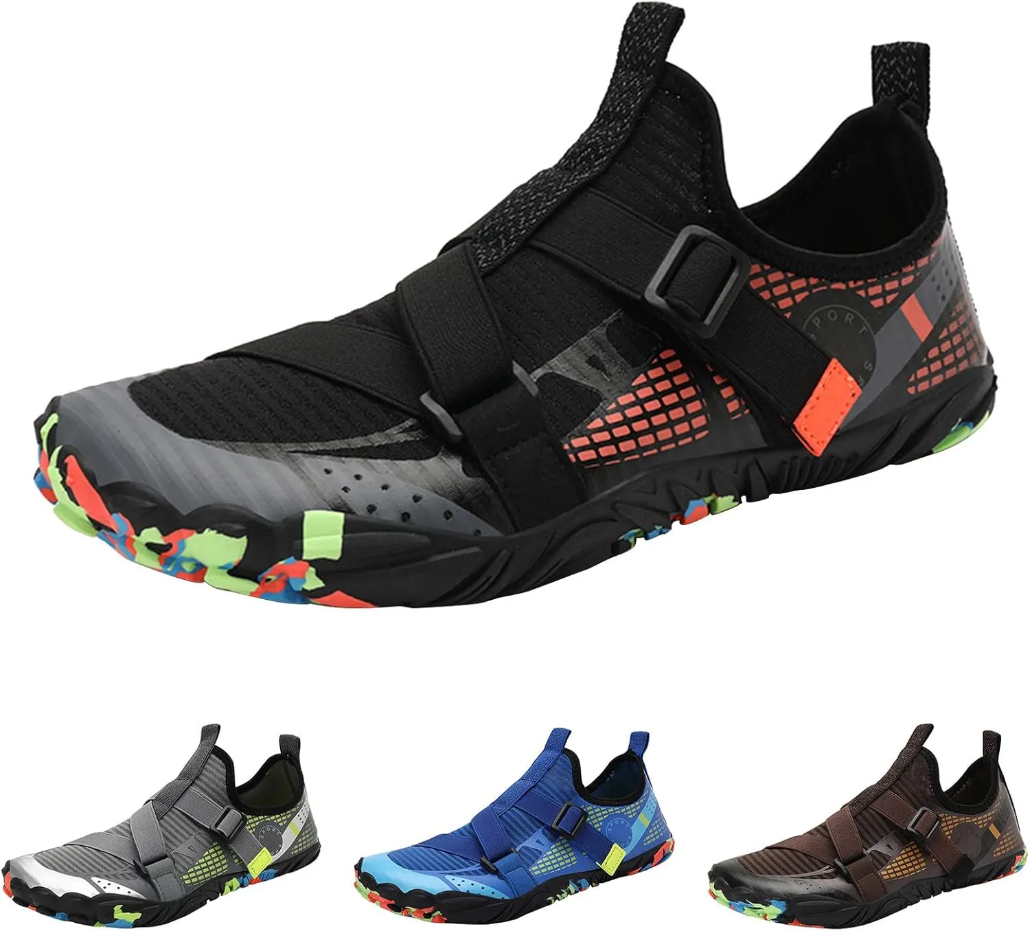 Water Shoes Men Wide Toe Non Slip Casual Arch Support with Drainage for Beach Swim Surf Water Sport