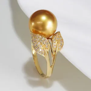 Wife Jewelry Gifts - Genuine South Sea Golden Pearl Jewelry Rings for Women, Birthday Jewelry for Girlfriend, Valentine's Day for Wife NO3327