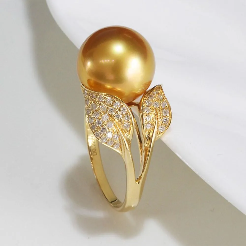Wife Jewelry Gifts - Genuine South Sea Golden Pearl Jewelry Rings for Women, Birthday Jewelry for Girlfriend, Valentine's Day for Wife NO3327