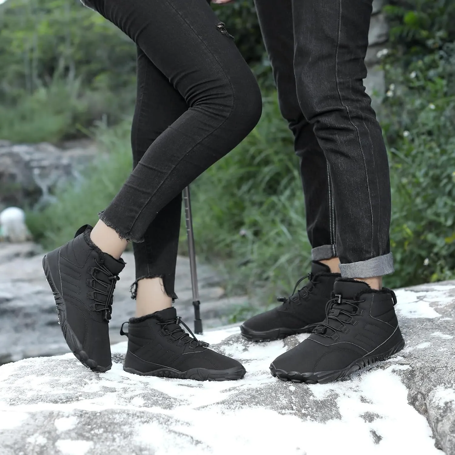 Winter Barefoot Shoes Womens Mens Winter Hiking Boots Warm Fur Lined Winter Snow Boots Waterproof Non-Slip Shoes