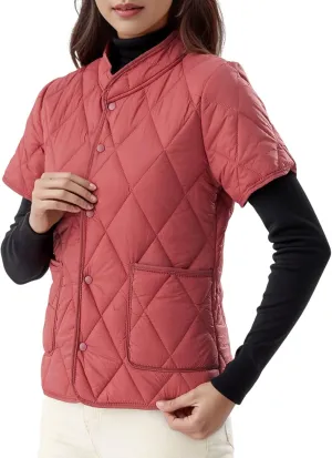 Winter Coats Womens Lightweight Short Sleeve Two Pockets Down Jacket (Available In Plus Size) Women Lightweight