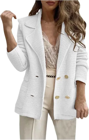 Winter Jackets for Women Long Sleeve Turndown Collar Blazer Casual Comfy Button up Corduroy Coats Outerwear