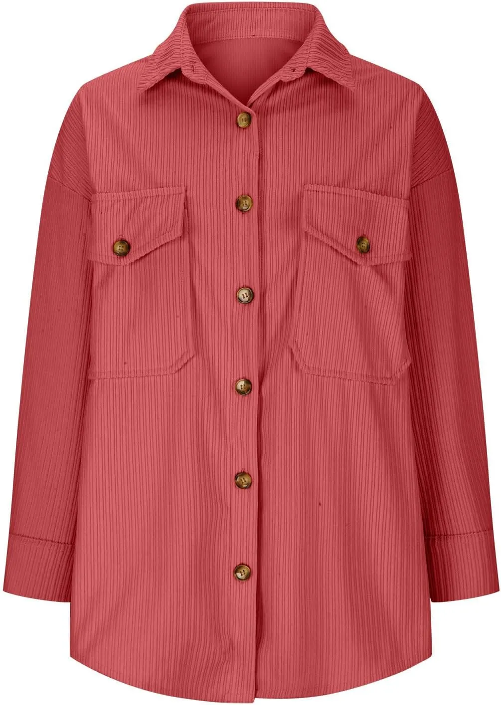 Winter Jackets for Women Turndown Neck Button Down Corduroy Coats Long Sleeve Tops with Pockets 2024 Fashion
