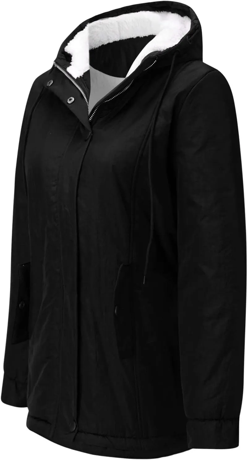 Winter Overcoat Women's Thick Outwear Fur' Lined Hooded Coat Warm Trench Women's Coat Womens Jacket Lightweight