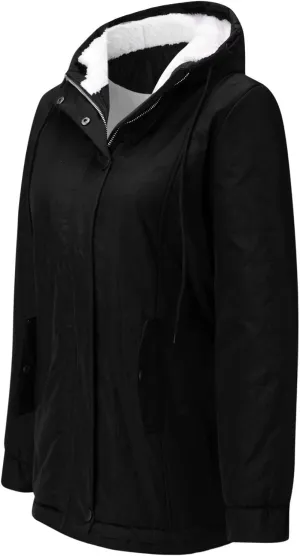 Winter Overcoat Women's Thick Outwear Fur' Lined Hooded Coat Warm Trench Women's Coat Womens Jacket Lightweight