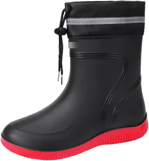 Wjnvfioo Men's Casual Waterproof Rain Boots Fashion Outdoor Fishing Shoes Work Ankle Boots Anti-Slip Water Shoes