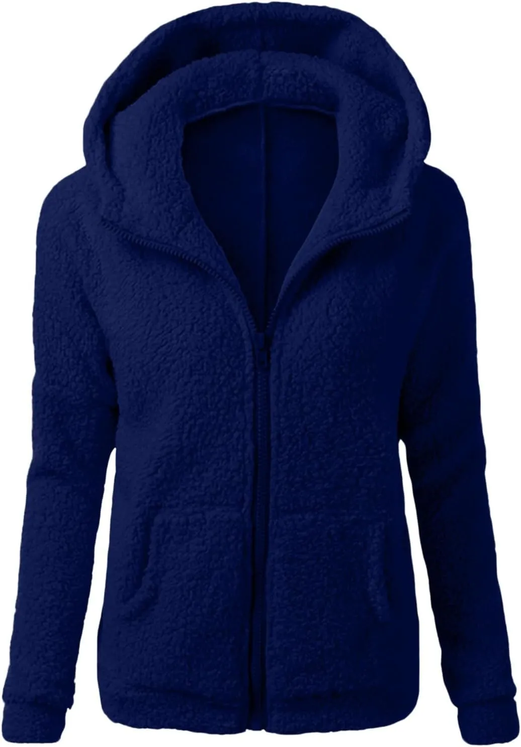 Women Hooded Sweater Coat,Winter Wool Solid Color Zipper Warm Coat Outwear Tweed Windbreaker Puffer Jacket for Women