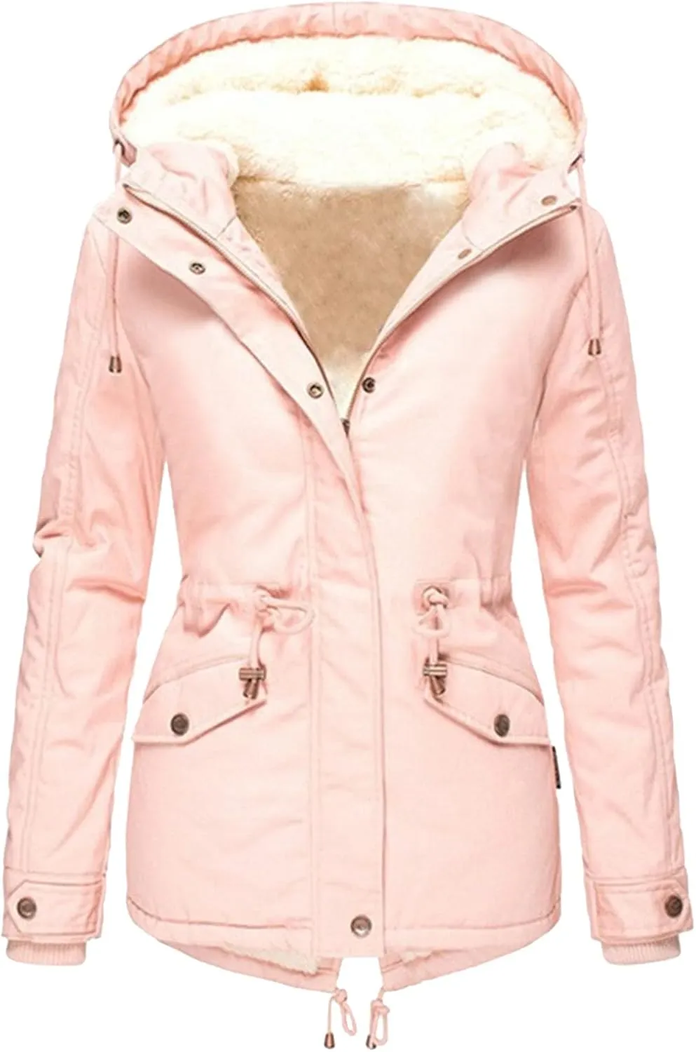 Women Plus Size Winter Overcoat Women's Jacket Thick Outwear Plush Lined Hooded Coat Warm Trench Women's Coat Women's