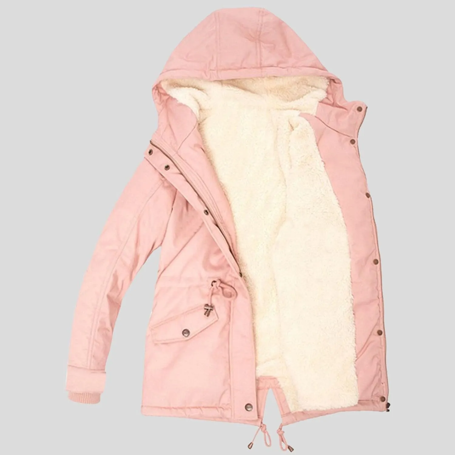 Women Plus Size Winter Overcoat Women's Jacket Thick Outwear Plush Lined Hooded Coat Warm Trench Women's Coat Women's