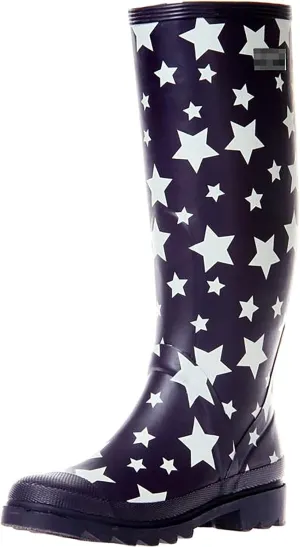 Women Printed Mid Calf Garden Boots Waterproof Rain Boots Lightweight Fashion Out Work Comfortable Garden Outdoor Shoes(Color:Black,Size:38)