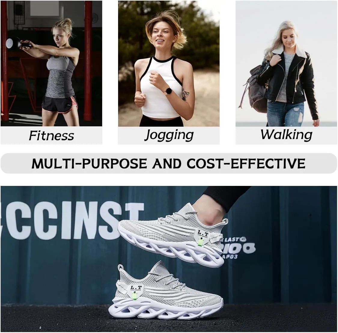 Women Running Shoes Slip On Sneakers Breathable Non-Slip Cushioned Sports Shoes for All-Day Comfort Walking Fitness Jogging with Lightweight EVA Elastic Sole