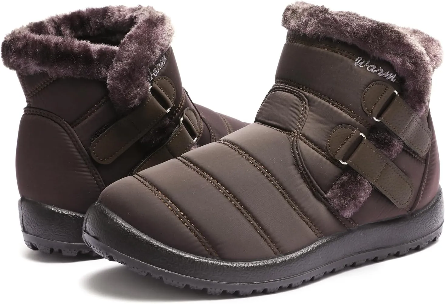 Womens Ankle Boots Warm Fur Lining Waterproof Outdoor Slip-on Winter Snow Booties