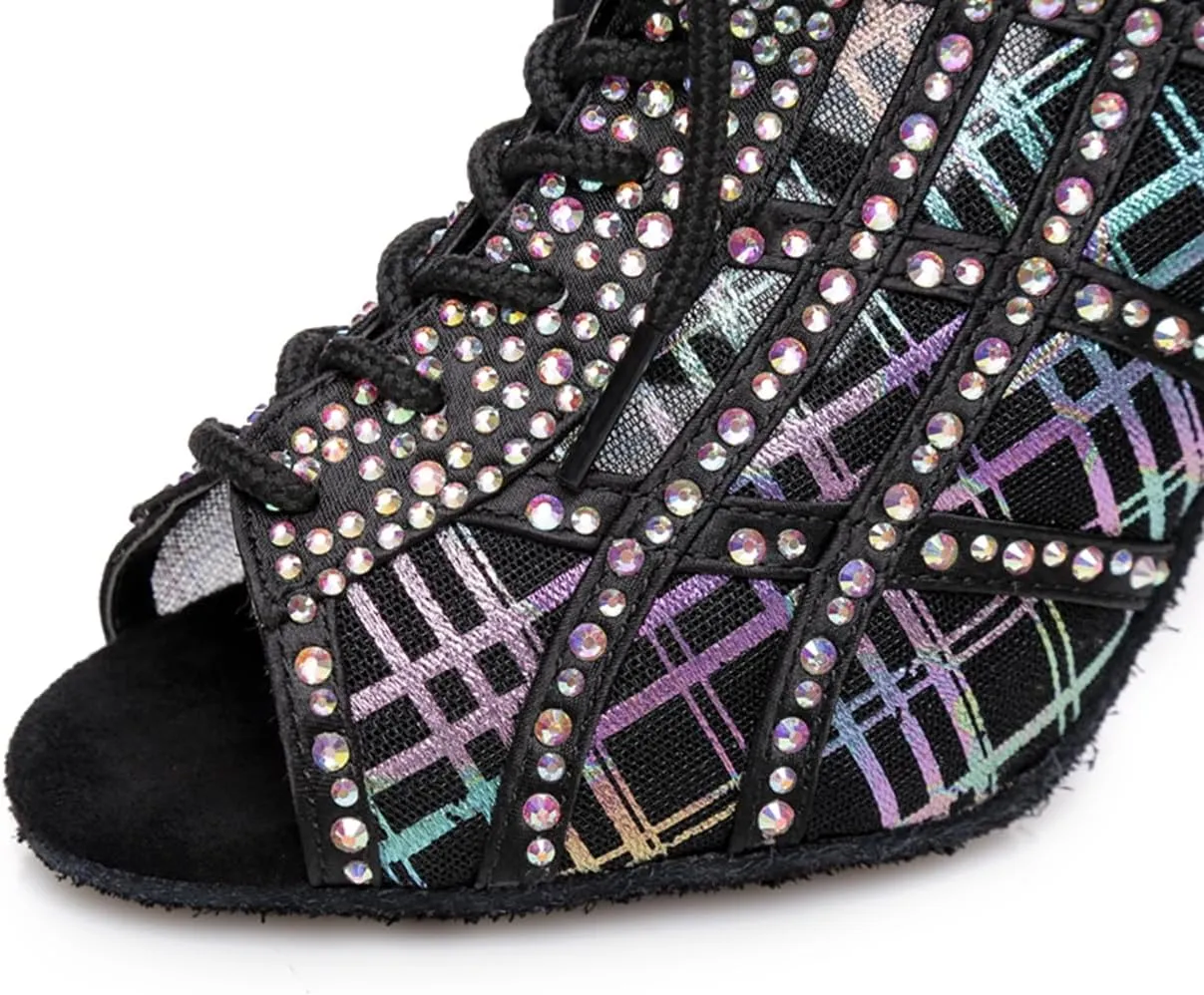 Women's Breathable Mesh Open Toe Ballroom Rumba Party Wedding Practice Performence Dance Shoes Boots