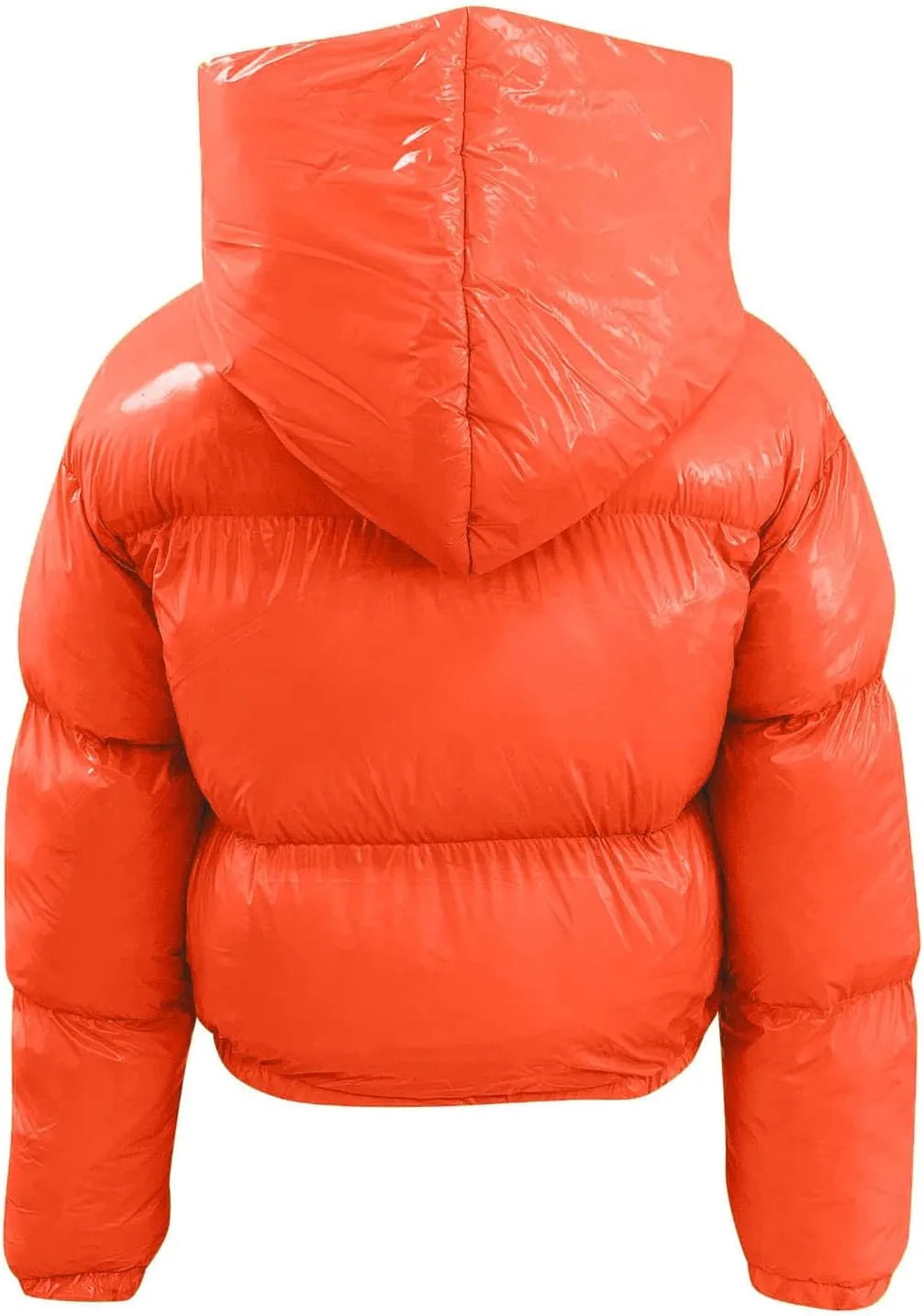 Women's Coat Ladies Autumn And Winter Warm Short Shiny Padded Hooded Leather Jacket Womens Jackets