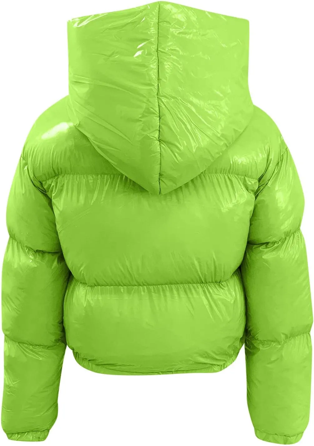Women's Coat Ladies Autumn And Winter Warm Short Shiny Padded Hooded Leather Jacket Womens Jackets