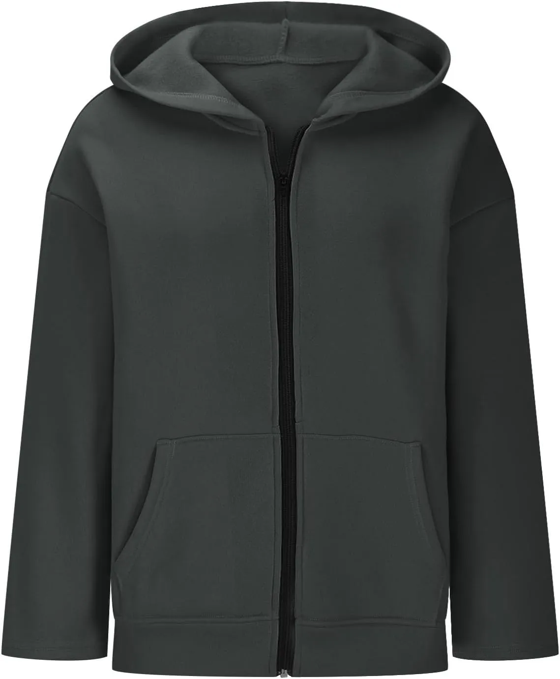Womens Fall Hoodies Pullover Full Zip Up Jacket Casual Long Sleeve Hooded Sweatshirt with Pockets Fall Oversized Tops