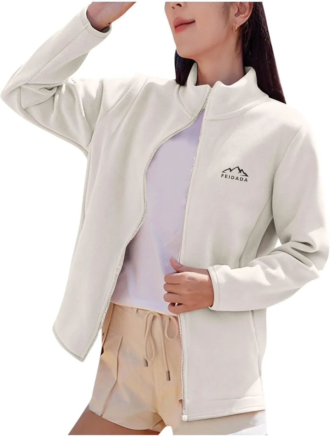 Womens Fall Jacket 2024 Oversized Casual Cardigan Tops Zip up Long Sleeve Thermal Winter Coats Outerdoor
