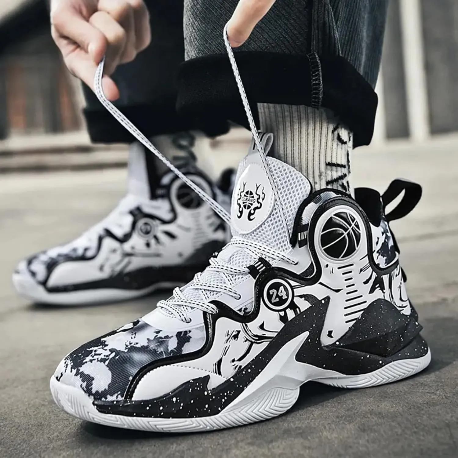 Womens Fashion High Top Basketball Shoes Outdoor Lightweight Sport Shoes Non Slip Tennis Volleyball Athletic Sneakers