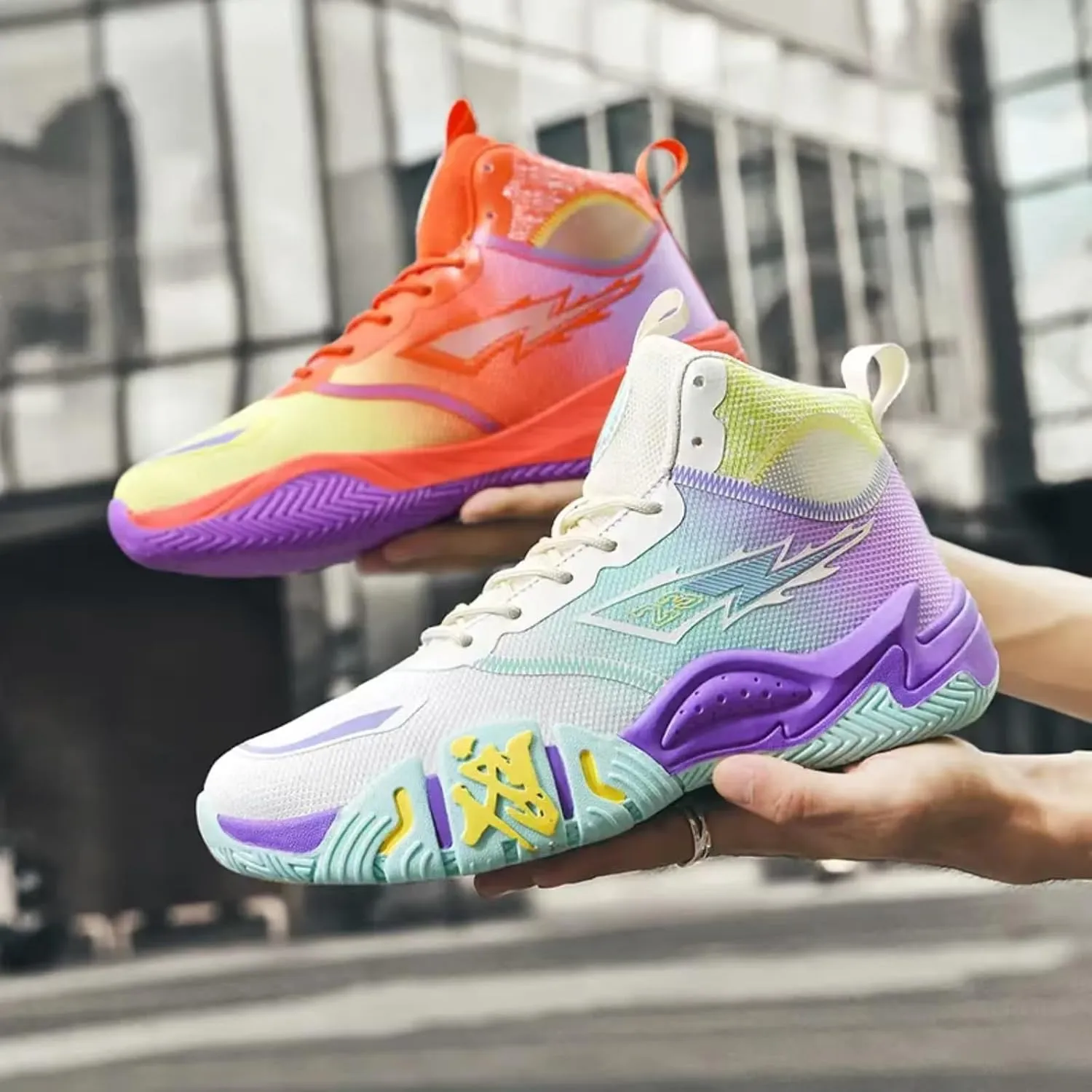 Womens Fashion High Top Lace Up Basketball Shoes Comfortable Breathable Non Slip Work Sport Athletic Running Tennis Shoes Walking Sneakers