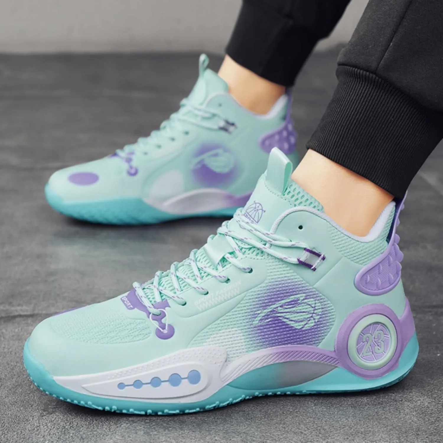 Womens Fashion Lace Up Arch Support Basketball Shoes Breathable Non Slip Comfortable High Top Sneakers Running Walking Tennis Shoes