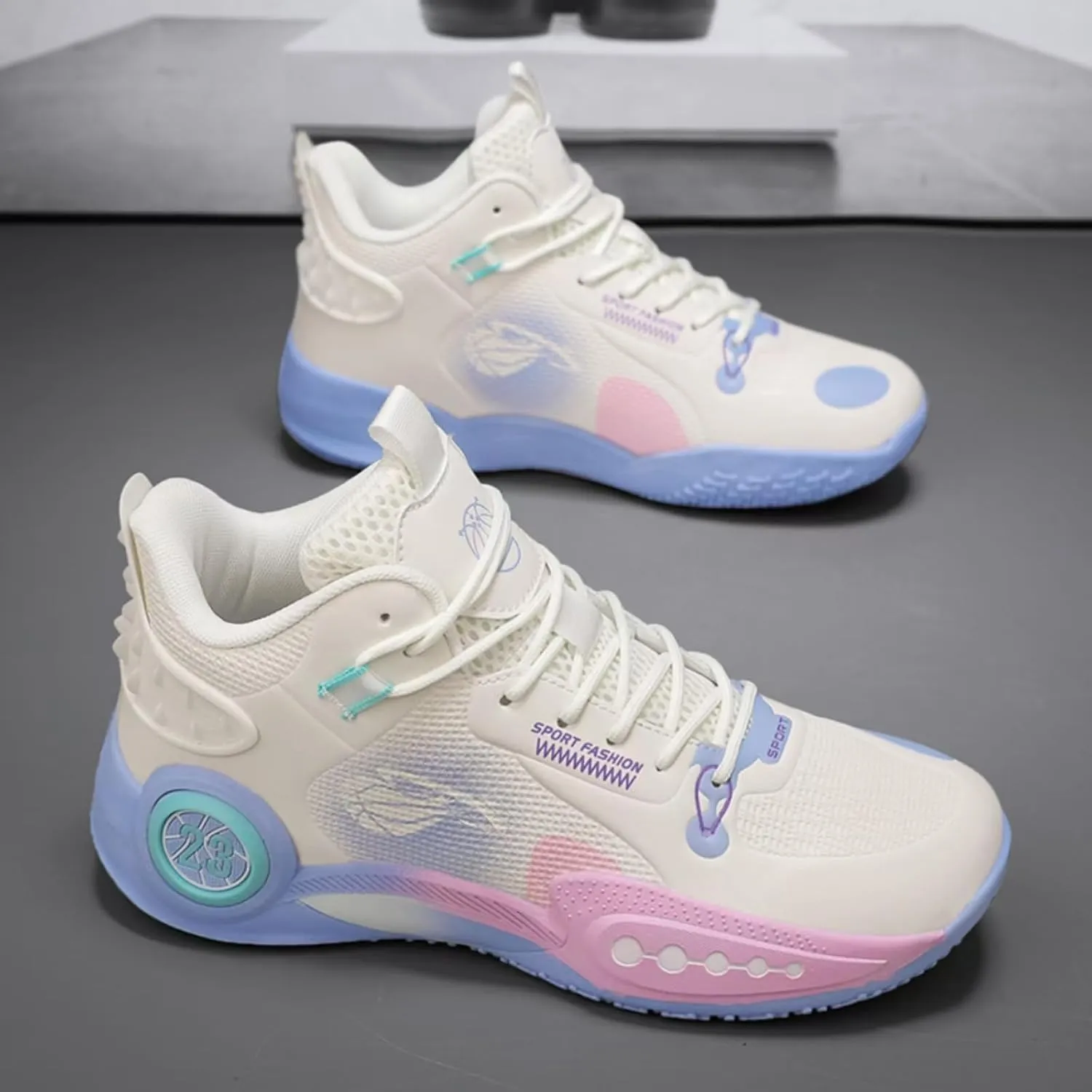 Womens Fashion Lace Up Arch Support Basketball Shoes Breathable Non Slip Comfortable High Top Sneakers Running Walking Tennis Shoes
