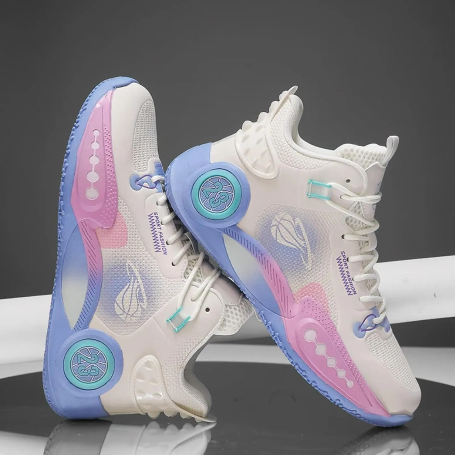 Womens Fashion Lace Up Arch Support Basketball Shoes Breathable Non Slip Comfortable High Top Sneakers Running Walking Tennis Shoes