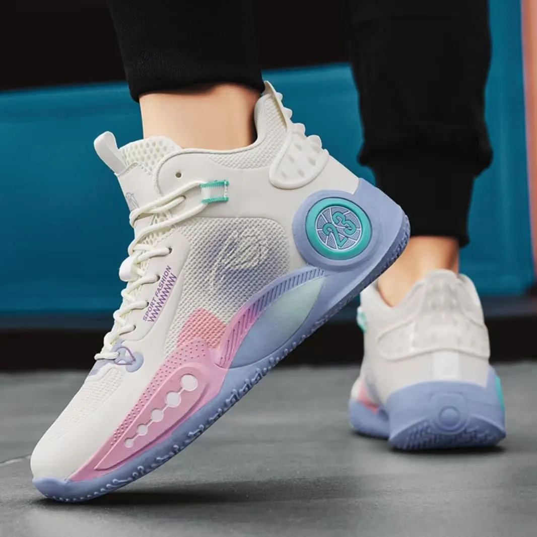 Womens Fashion Lace Up Arch Support Basketball Shoes Breathable Non Slip Comfortable High Top Sneakers Running Walking Tennis Shoes