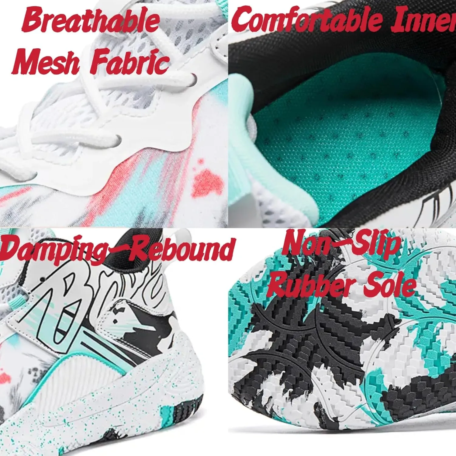 Womens Fashion Pattern Lace Up High Top Basketball Shoes Breathable Non Slip Outdoor Sneakers Cushioning Workout Shoes for Fitness Training Athletic