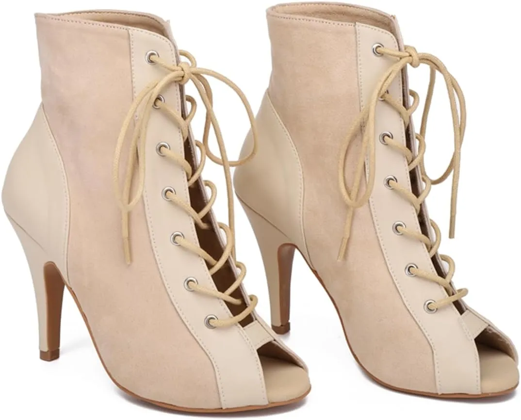 Women's Fashion Peep Toe Ballroom Dance Boots Latin Party Wedding Performance Dance Shoes