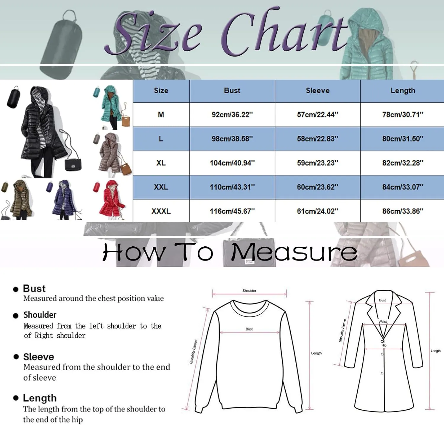 Womens Jackets Winter Women's Solid Color Mid Length Hooded Down Jacket With Drawstring Slim Fit Portable Womens