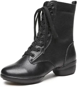 Women's Jazz Shoes Lace-Up Dancing Walking Sneakers High Top Split Sole Modern Dance Shoes
