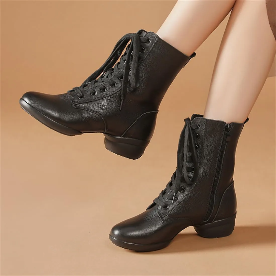 Women's Jazz Shoes Lace-Up Dancing Walking Sneakers High Top Split Sole Modern Dance Shoes