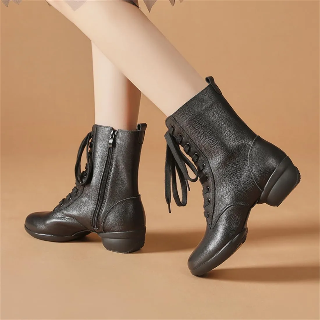 Women's Jazz Shoes Lace-Up Dancing Walking Sneakers High Top Split Sole Modern Dance Shoes