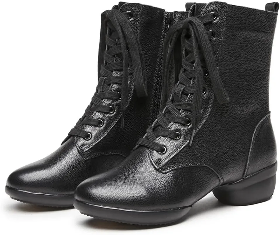 Women's Jazz Shoes Lace-Up Dancing Walking Sneakers High Top Split Sole Modern Dance Shoes