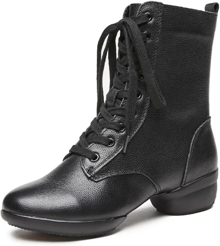 Women's Jazz Shoes Lace-Up Dancing Walking Sneakers High Top Split Sole Modern Dance Shoes