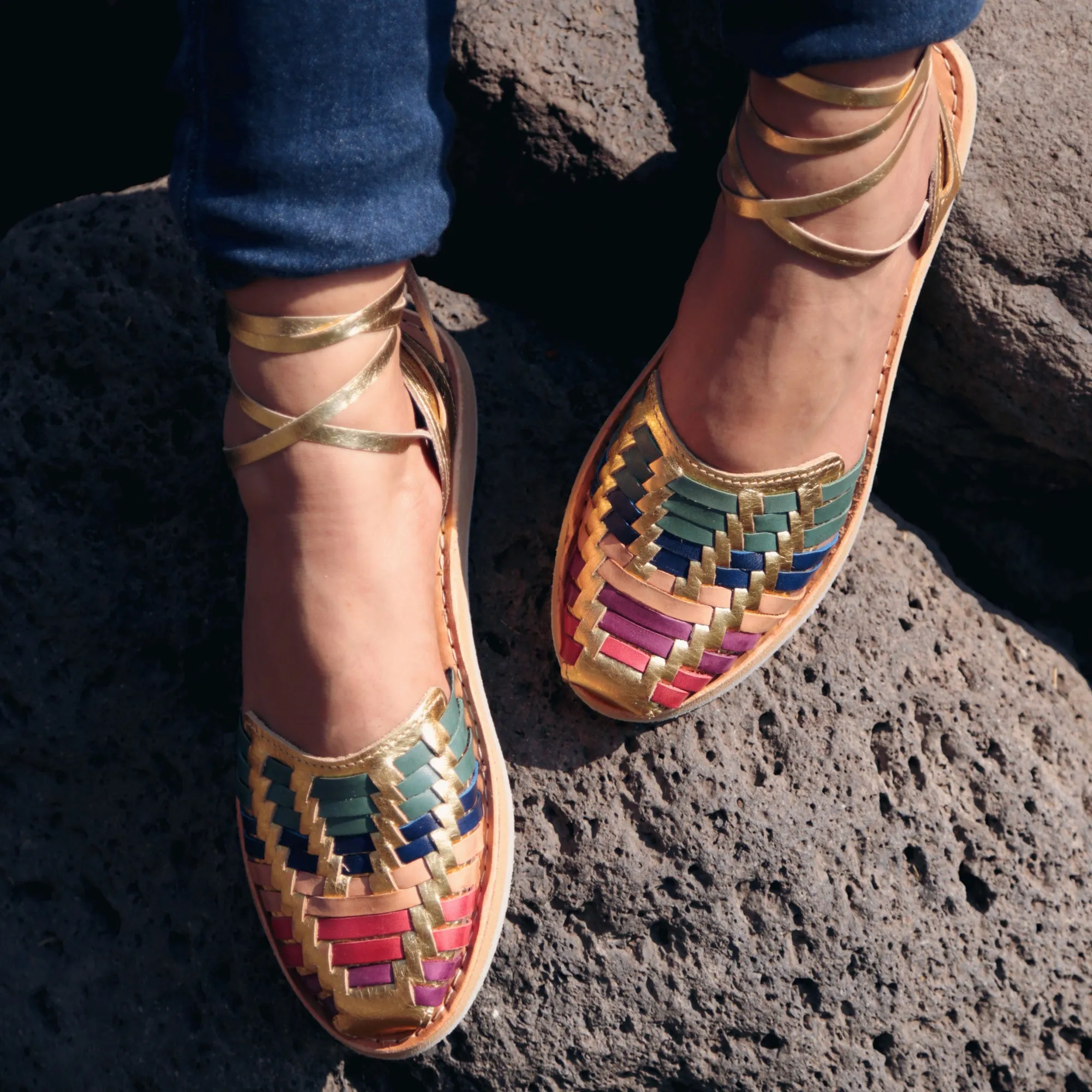 Women's Leather Lace Up Sandals