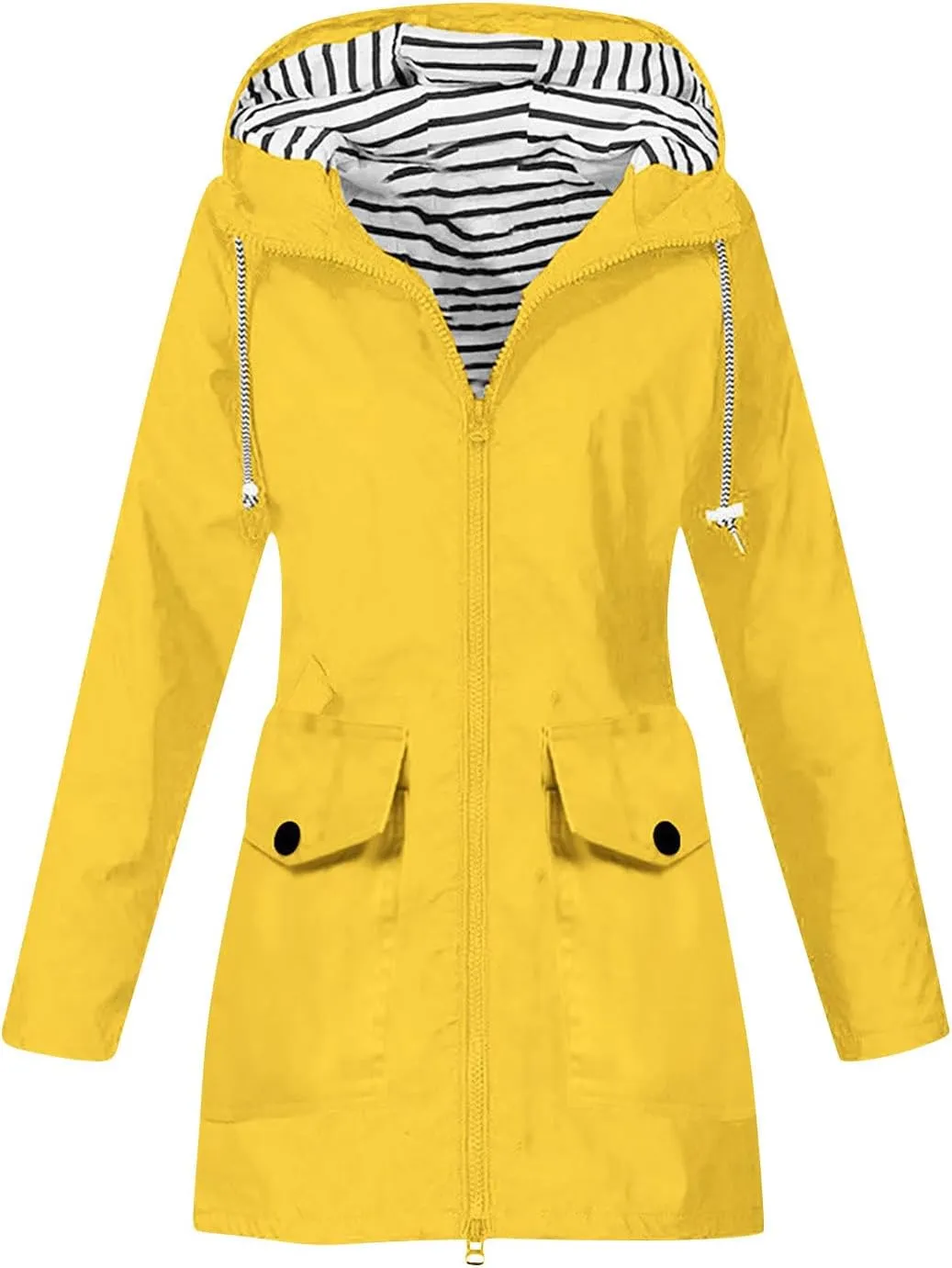 Womens Rain Jacket Waterproof with Hood, Rain Coats for Women Outdoor Lightweight Jackets Fall Athletic Windbreaker