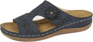 Women's Slide Wedge Sandal Comfortable Open Toe Dressy Sandals Arch Support Walking Shoes Summer Hollow Shoes Platform Open Toe Sandals Breathable Vintage Flip Flop Shoe