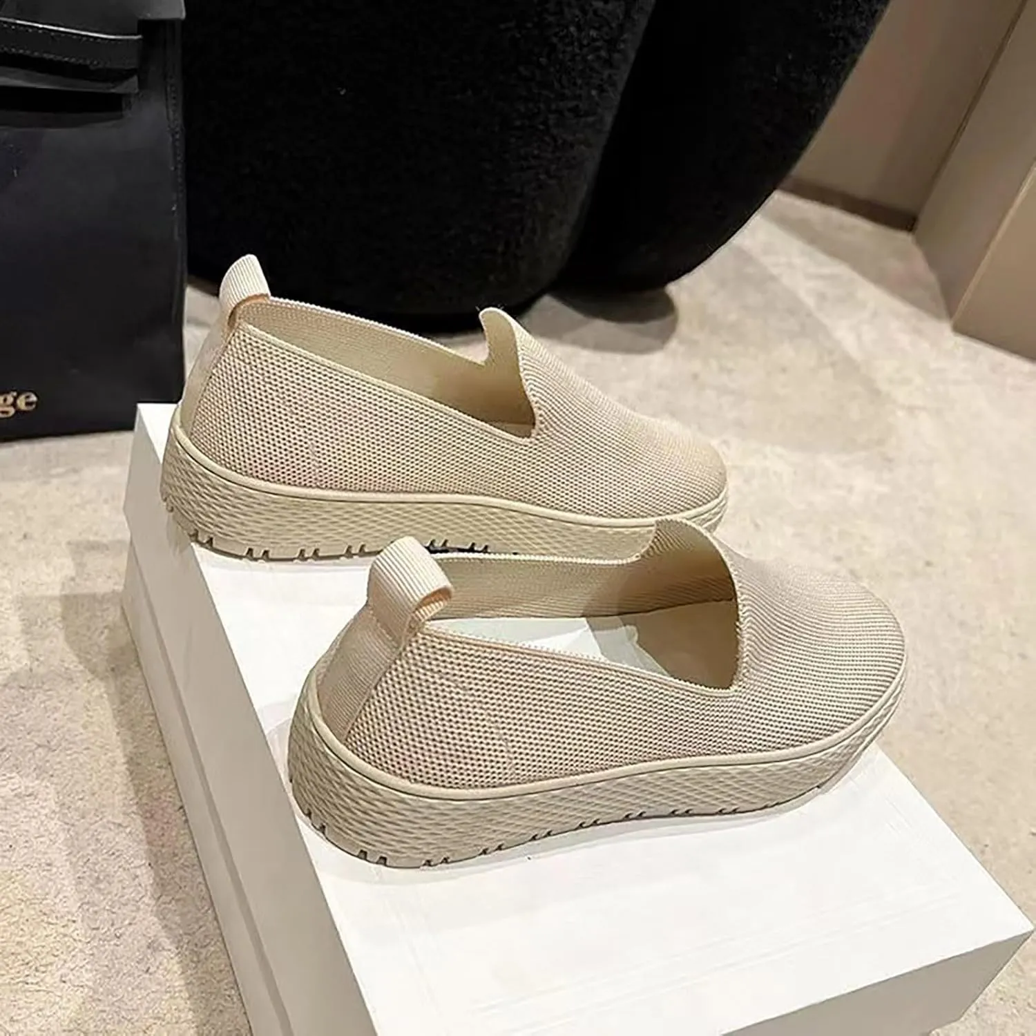 Women's Soft Orthopedic Shoes Breathable Woven Go Walking Slip On Foam Shoes Arch Support Hands Casual Shoes with Heel