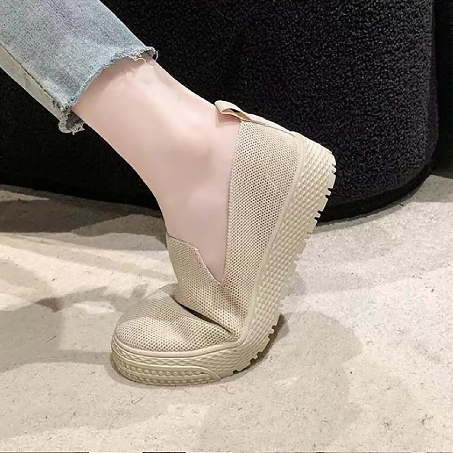 Women's Soft Orthopedic Shoes Breathable Woven Go Walking Slip On Foam Shoes Arch Support Hands Casual Shoes with Heel