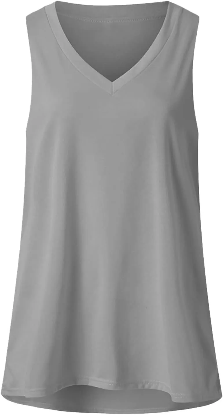 Womens Tank Tops 2025 Loose Fit V Neck Summer Tops Casual Flowy Basic Sleeveless Blouse Trendy Comfy Outfits Clothes